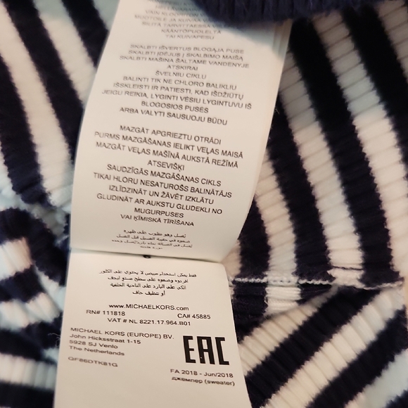 Michael Kors Classic Navy and White Striped Sweater Women's Size M - Picture 7 of 7